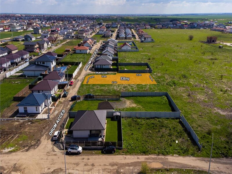 Berceni, Sf. Sana, teren intravilan 836 mp, STB 3 min., deschidere 17 ml.